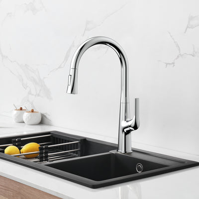 GILA™ GF406 Contemporary Style Single-Handle Kitchen Sink Faucet with Pull-Down Sprayer