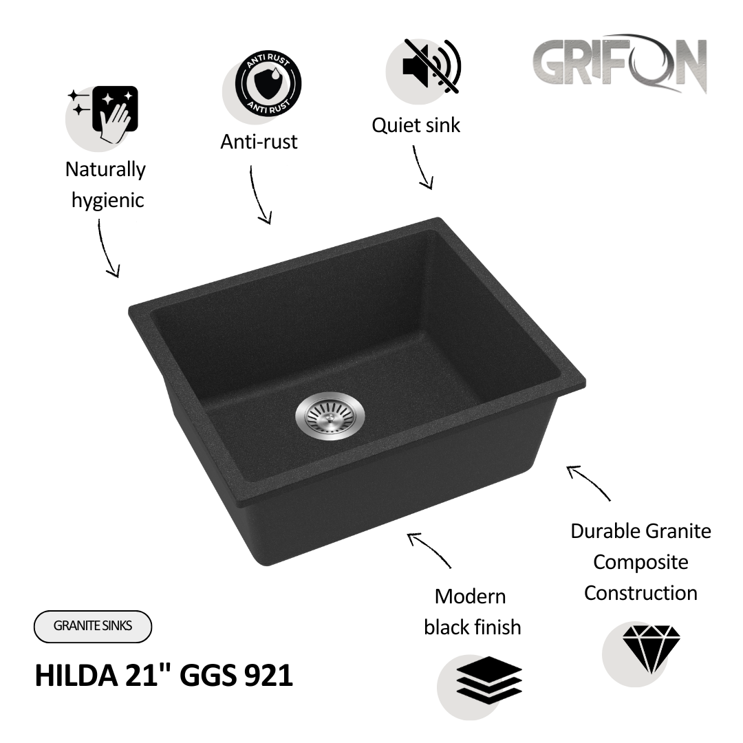 HILDA  21"  GGS 921  - Single Bowl Kitchen Sink