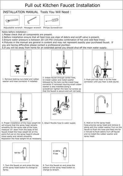 VOLGA™ GF401 Contemporary Style Single-Handle Kitchen Sink Faucet with Pull-Down Sprayer