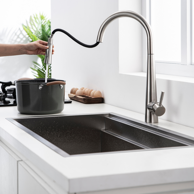 ZENO™ Contemporary Style Single-Handle Kitchen Sink Faucet with Pull-Down Sprayer