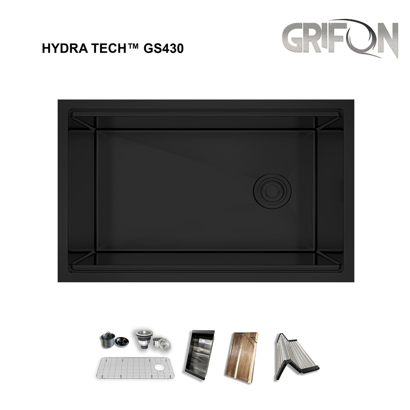 Hydra Tech™ GS430 Stainless steel 30-In Undermount Single Bowl workstation Kitchen Sink with Accessories