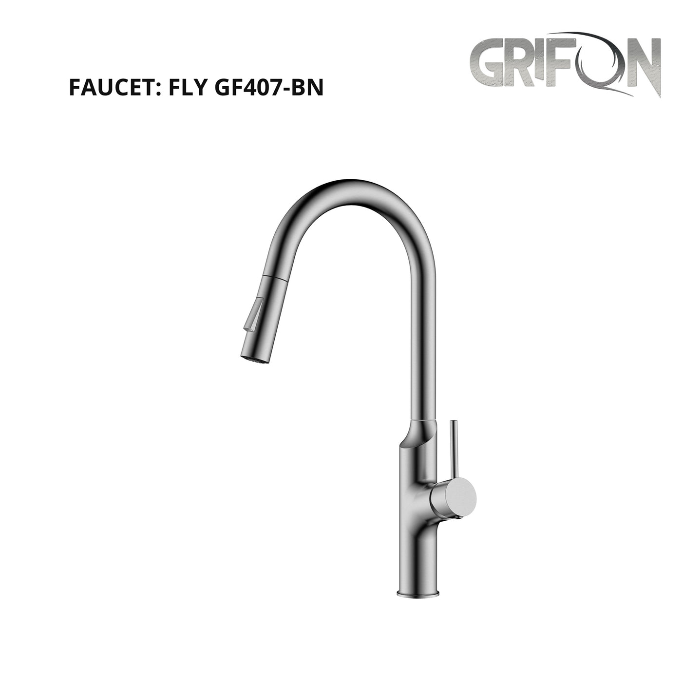 FLY™ GF407 Contemporary Style Single-Handle Kitchen Sink Faucet with Pull-Down Sprayer