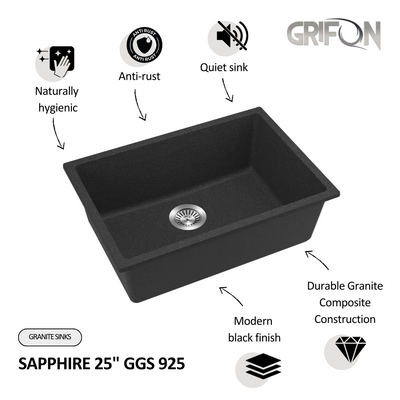 SAPPHIRE  25"  GGS 925 - Single Bowl Kitchen Sink