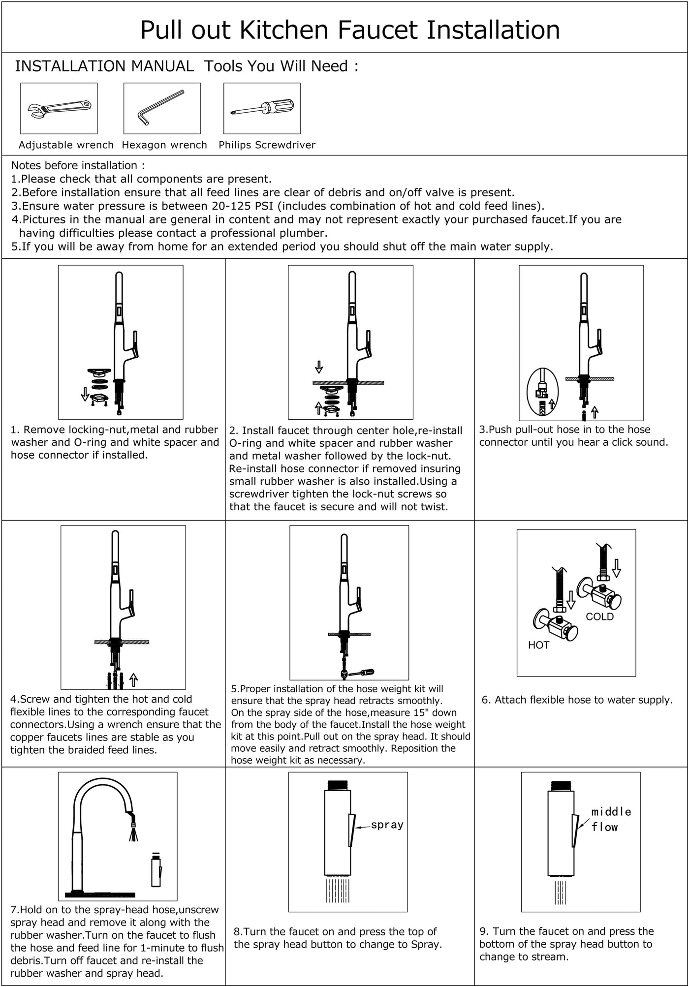 URAL™ GF403 Contemporary Style Single-Handle Kitchen Sink Faucet with Pull-Down Sprayer