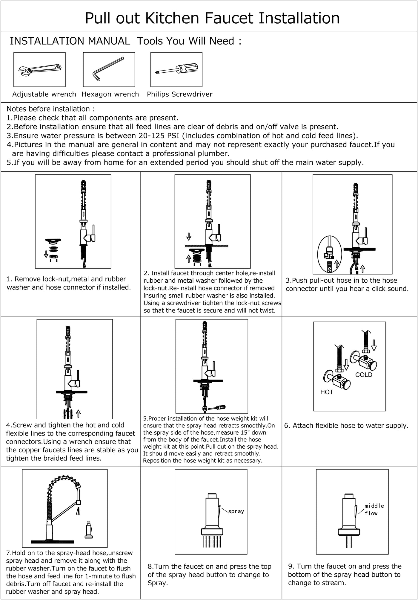 YUKON™ GF410 Commercial Style Single-Handle Kitchen Sink Faucet with Pull-Down Sprayer