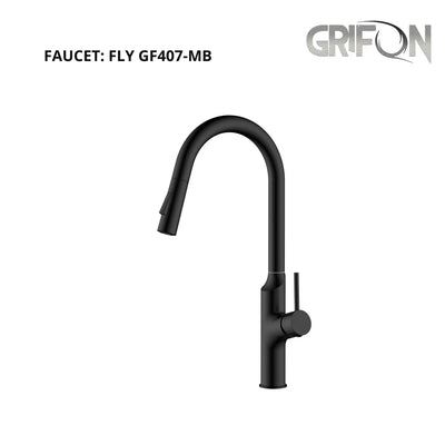 FLY™ GF407 Contemporary Style Single-Handle Kitchen Sink Faucet with Pull-Down Sprayer