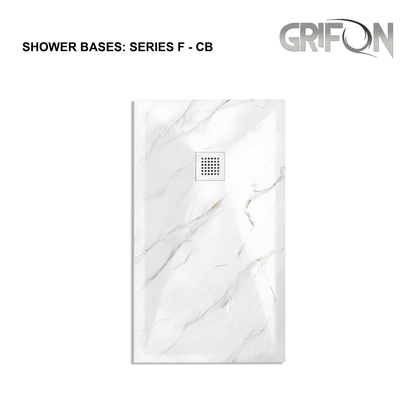 SHOWER BASE ARTIFICIAL STONE - SERIES F CARRARA BIANCO