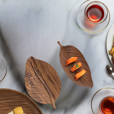 Leaf Shaped Wood Fruit Serving Platters