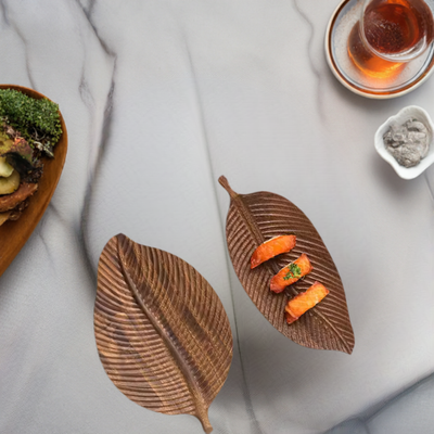 Leaf Shaped Wood Fruit Serving Platters