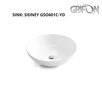 SIDNEY™ GSO601C-YD Round Vessel Ceramic Bathroom Sink in White