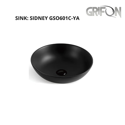 SIDNEY™GSO601C-YA Round Vessel  Ceramic Bathroom Sink in Black