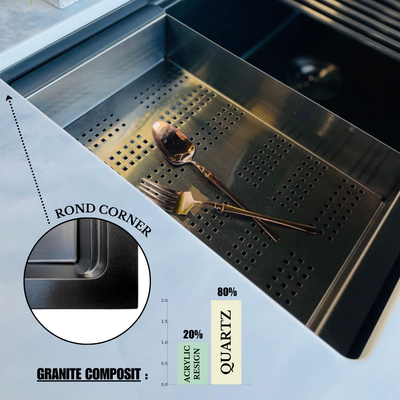 AZUR-30MB™ Granite 30-In Single Bowl Undermount Workstation Kitchen Sink