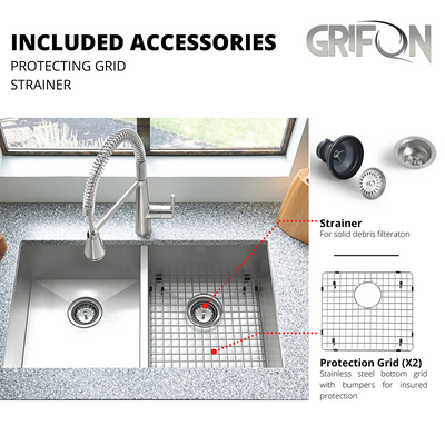 Double bowl 50/50 Undermount Standard Kitchen sink with accessories