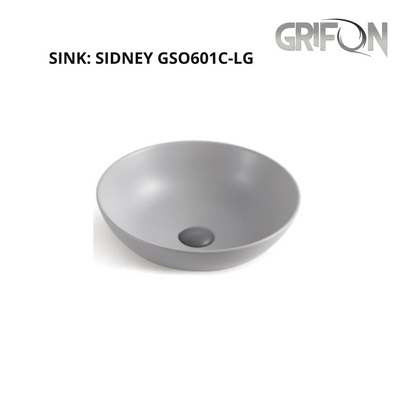 Round Vessel  Ceramic Bathroom Sink in Grey
