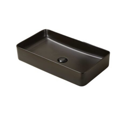Rectangular Vessel 23,6-in Ceramic Bathroom Sink in Black