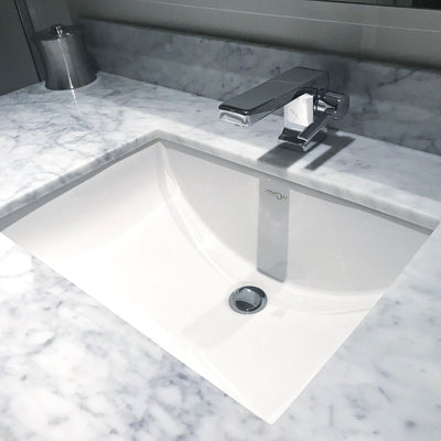 Rectangular Undermount 20,5-in Ceramic Bathroom Sink in White