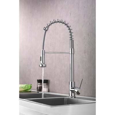 Commercial Style Single-Handle Kitchen Sink Faucet with Pull-Down Sprayer