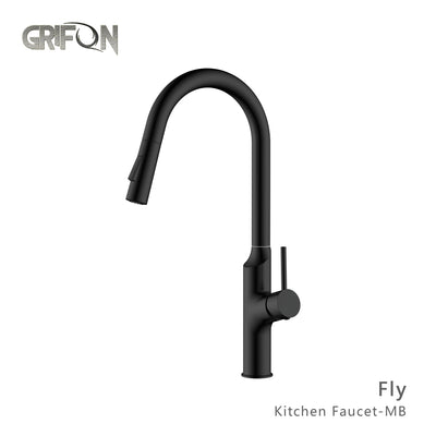 FLY™ GF407 Contemporary Style Single-Handle Kitchen Sink Faucet with Pull-Down Sprayer