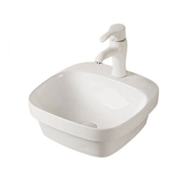 Rectangular vessel white sink for 1 hole tap