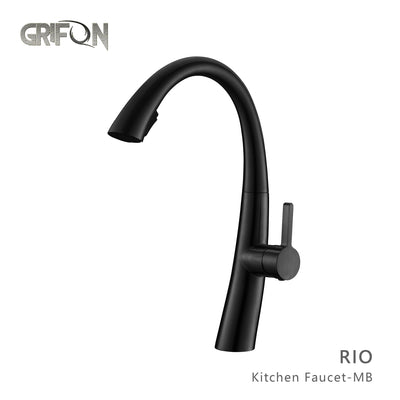 Robinet d'évier de cuisine à poignée unique de style contemporain RIO™ GF402 avec pulvérisateur à tirette