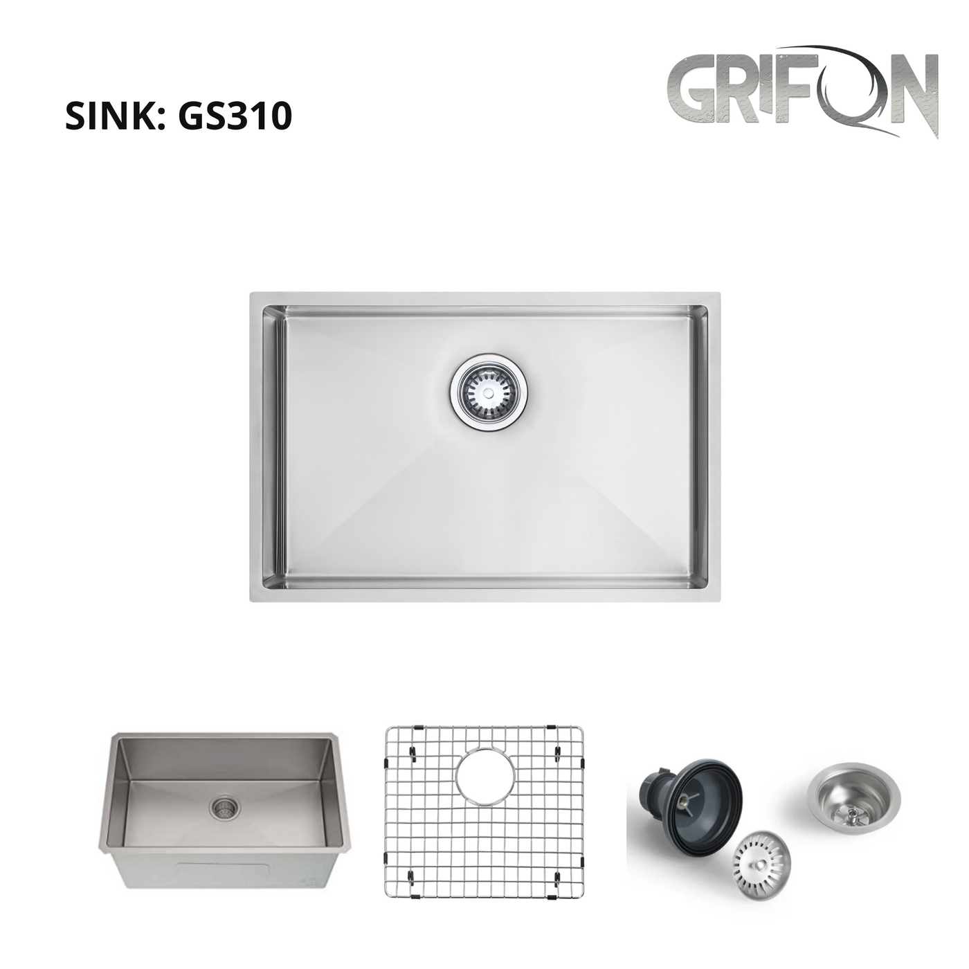 Single bowl Undermount Standard Kitchen sink with accessories