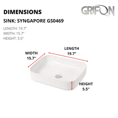 Rectangular Vessel 19,7-in Ceramic Bathroom Sink in White