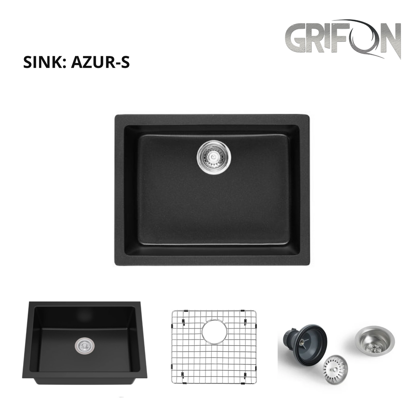 Single Bowl Black Granite Kitchen Sink with Accessories